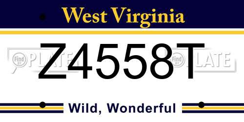 Z4558T West Virginia License Plate