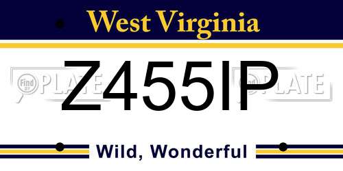 Z455IP West Virginia License Plate