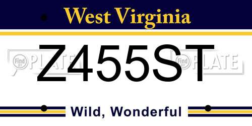 Z455ST West Virginia License Plate