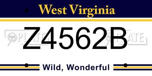 Z4562B West Virginia License Plate