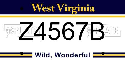 Z4567B West Virginia License Plate