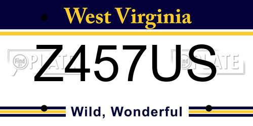 Z457US West Virginia License Plate
