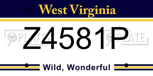 Z4581P West Virginia License Plate