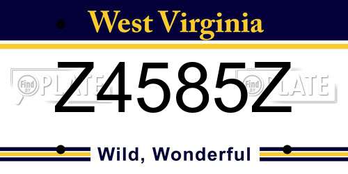 Z4585Z West Virginia License Plate