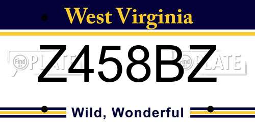 Z458BZ West Virginia License Plate