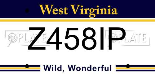 Z458IP West Virginia License Plate
