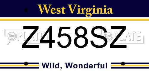 Z458SZ West Virginia License Plate