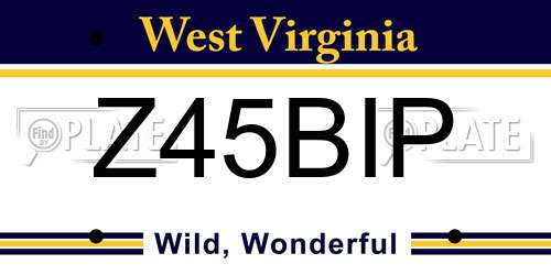 Z45BIP West Virginia License Plate