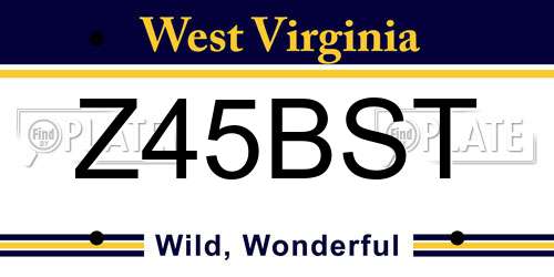 Z45BST West Virginia License Plate