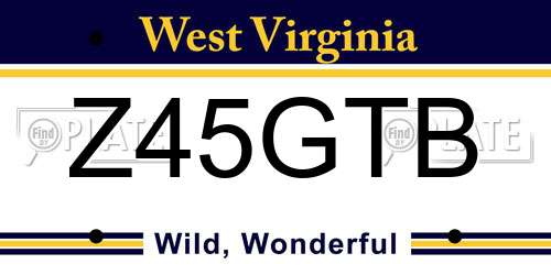 Z45GTB West Virginia License Plate