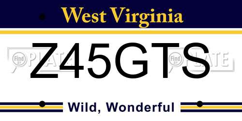 Z45GTS West Virginia License Plate