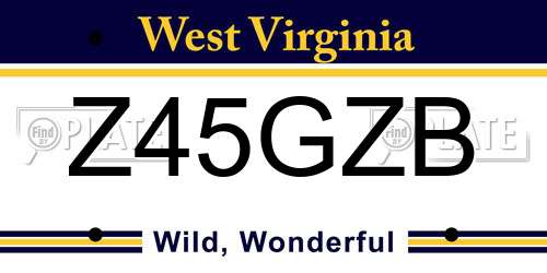 Z45GZB West Virginia License Plate