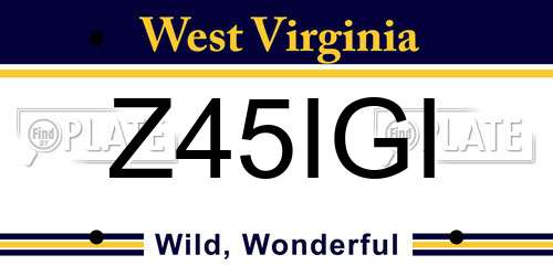 Z45IGI West Virginia License Plate