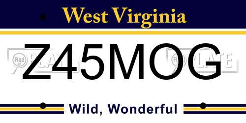 Z45MOG West Virginia License Plate
