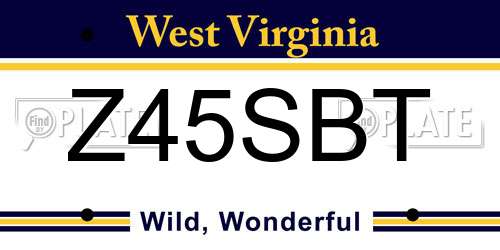 Z45SBT West Virginia License Plate