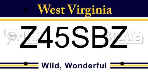 Z45SBZ West Virginia License Plate