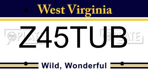 Z45TUB West Virginia License Plate