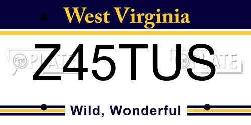 Z45TUS West Virginia License Plate