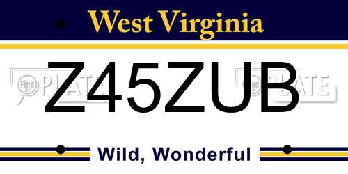 Z45ZUB West Virginia License Plate