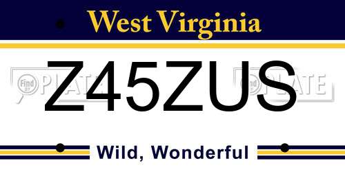 Z45ZUS West Virginia License Plate