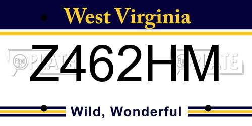 Z462HM West Virginia License Plate