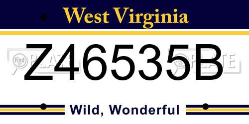 Z46535B West Virginia License Plate
