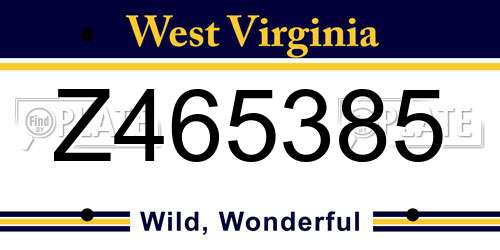 Z465385 West Virginia License Plate