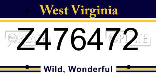 Z476472 West Virginia License Plate