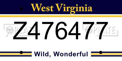 Z476477 West Virginia License Plate