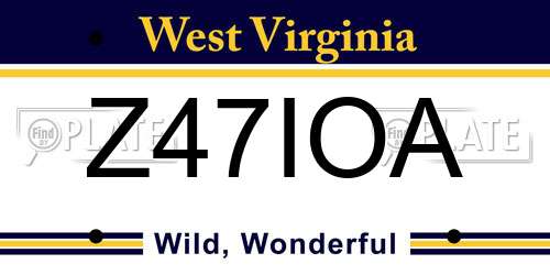 Z47IOA West Virginia License Plate