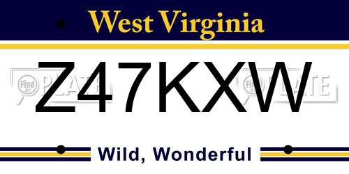 Z47KXW West Virginia License Plate