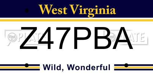 Z47PBA West Virginia License Plate