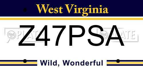 Z47PSA West Virginia License Plate
