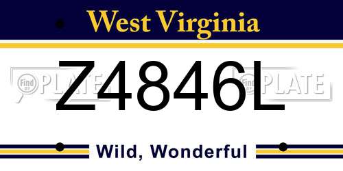 Z4846L West Virginia License Plate