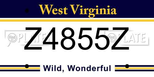 Z4855Z West Virginia License Plate