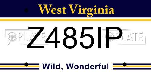 Z485IP West Virginia License Plate