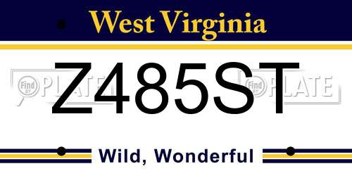 Z485ST West Virginia License Plate