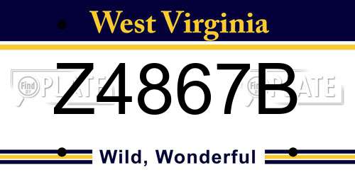 Z4867B West Virginia License Plate