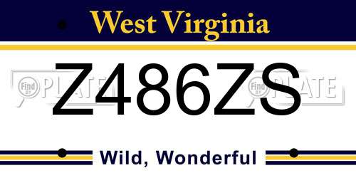 Z486ZS West Virginia License Plate