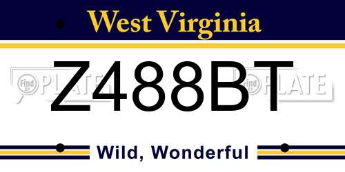 Z488BT West Virginia License Plate