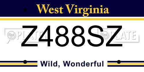 Z488SZ West Virginia License Plate