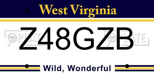 Z48GZB West Virginia License Plate