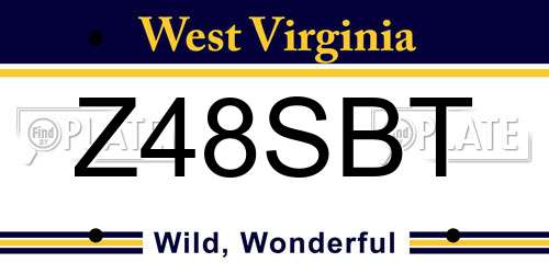 Z48SBT West Virginia License Plate