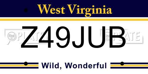 Z49JUB West Virginia License Plate