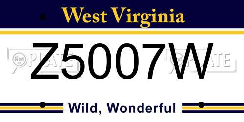 Z5007W West Virginia License Plate