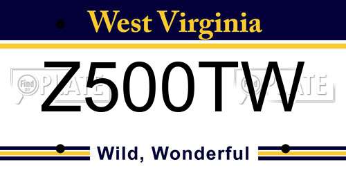 Z500TW West Virginia License Plate