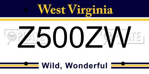 Z500ZW West Virginia License Plate