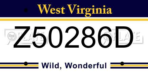 Z50286D West Virginia License Plate
