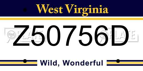 Z50756D West Virginia License Plate