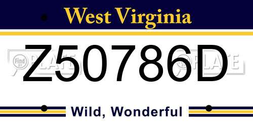Z50786D West Virginia License Plate
